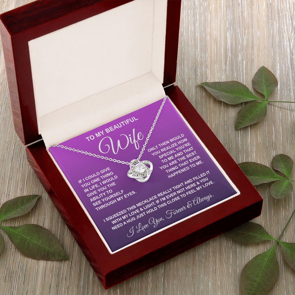 Soulmate Necklace Gifts From Husband, For Wife From Husband, Soulmate Gifts From Husband, Necklaces For Wife From Husband To My Wife Necklace Message Card and Necklace Gift Box Gift Box Styles on Birthday, Wedding, Anniversary, Valentine Love knot Thang