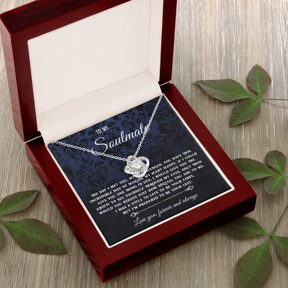 To My Soulmate Necklace Gift, Necklaces For Wife from Husband, Soulmate Necklace to My Beautiful Wife, Necklace For Soulmate with Message Card and Necklace Gift Box Gift Box Styles on Birthday, Christmas, Wedding, Anniversary, Valentine Love knot Thang