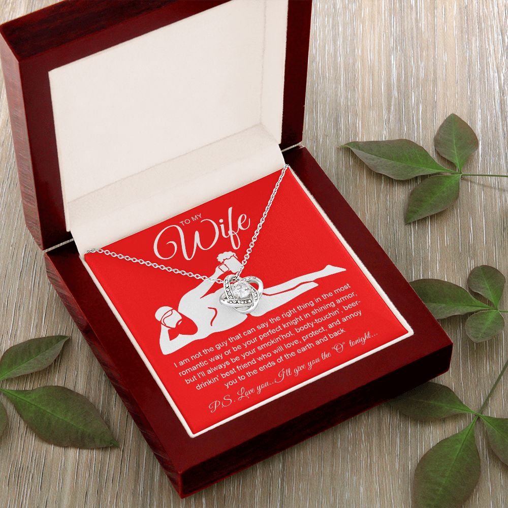 To My Wife Necklace For Women, Funny Gifts For Girlfriend,Valentine Presents For Girlfriend, Best Birthday Meaningful Gift Ideas For Wife, Women Romantic Jewelry For Her Anniversary Message Card and Gift Box Styles  Love knot Thang