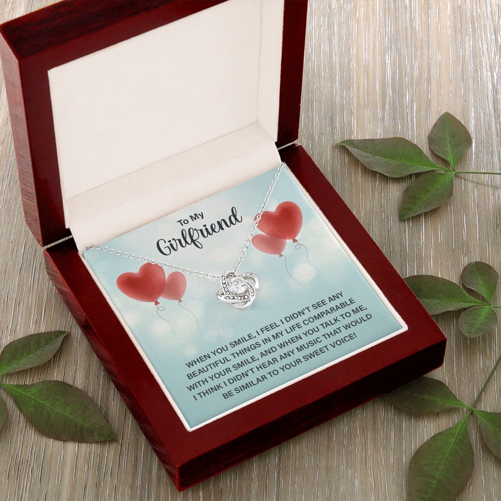 Love Knot Necklace To My Girlfriend Gifts From Boyfriend, Girlfriend Jewelry, Girlfriend Birthday Anniversary For Girlfriend Gift, Necklace Message Card and Gift Box Styles on Birthday, Christmas, Anniversary Love knot Thang