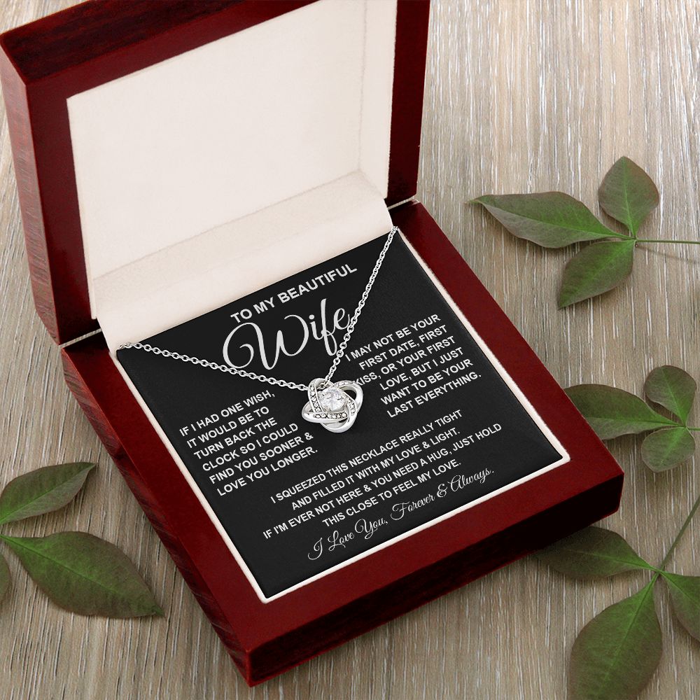 To My Beautiful Wife Necklace, Soulmate Jewelry For Women, Wife Necklace From Husband, Soulmate Gift For Her, To My Future Wife Necklace Message Card and Necklace Gift Box Gift Box Styles on Birthday, Wedding, Anniversary, Valentine Love knot Thang