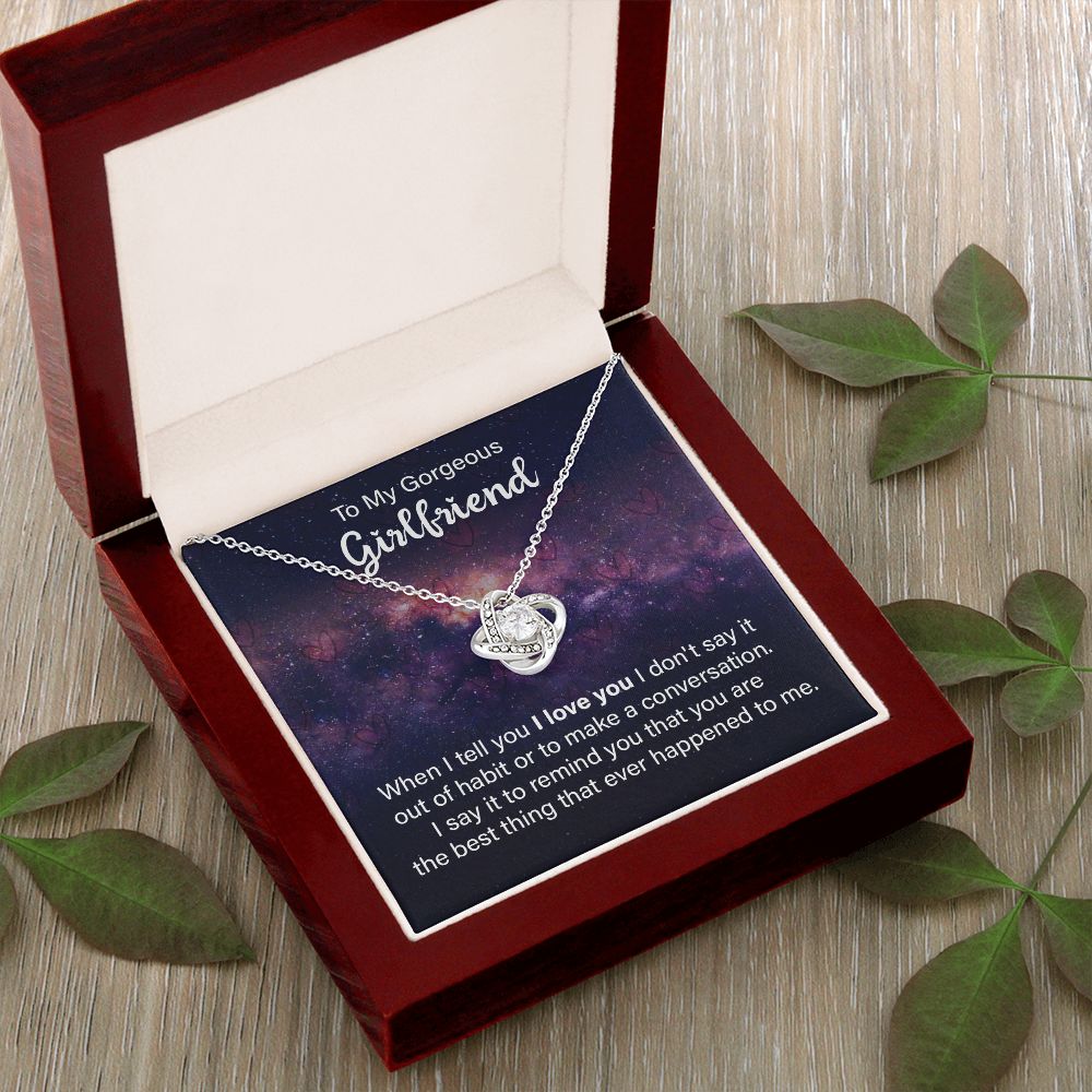 Couples Gifts, Gorgeous Girlfriend Necklace Gifts From Husband, Wedding Anniversary Jewelry For Wife From Husband, Wife Birthday From Husband, To My Soulmate Message Card and Gift Box styles On Birthday, Christmas, Anniversary  Love knot Thang