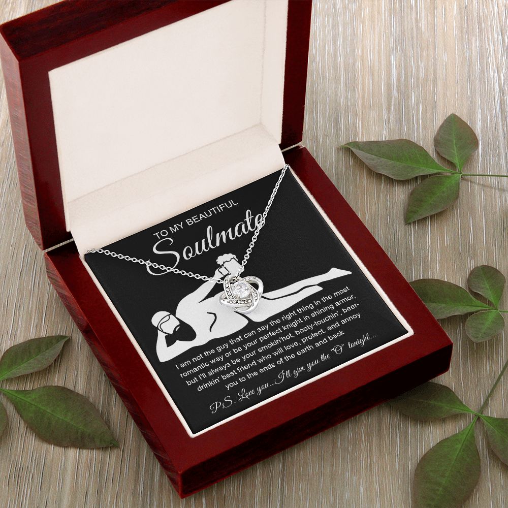 To My Beautiful Soulmate Necklace For Women, Funny Gifts For Girlfriend,Valentine Christmas Presents For Girlfriend, Best Birthday Meaningful Gift Ideas For Wife, Women Romantic Jewelry For Her Anniversary Message Card and Gift Box Styles Love knot Thang