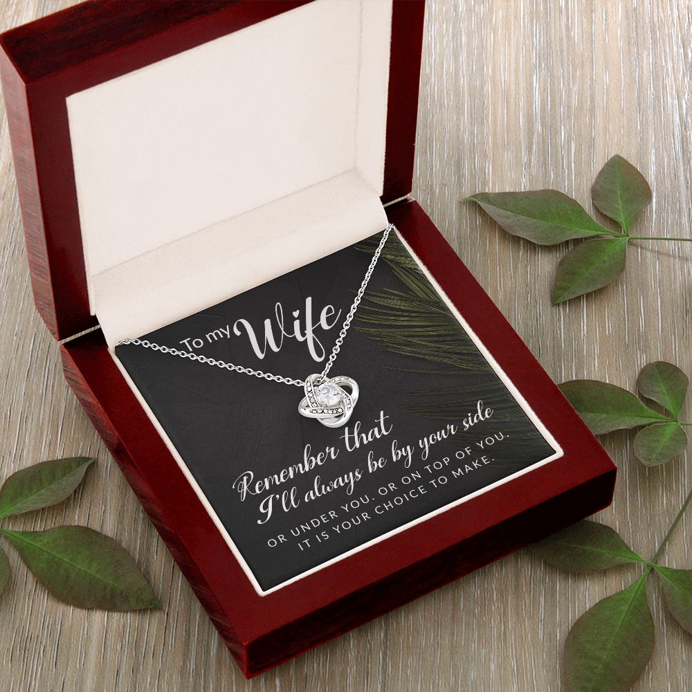 To My Wife Necklace Romantic Gifts For Her Unique Necklaces For Wife From Husband Cute Valentines Day Anniversary For Wife, Love Knot Meaningful Necklace Message Card and Gift Box Styles on Birthday, Christmas, Anniversary Love knot Thang
