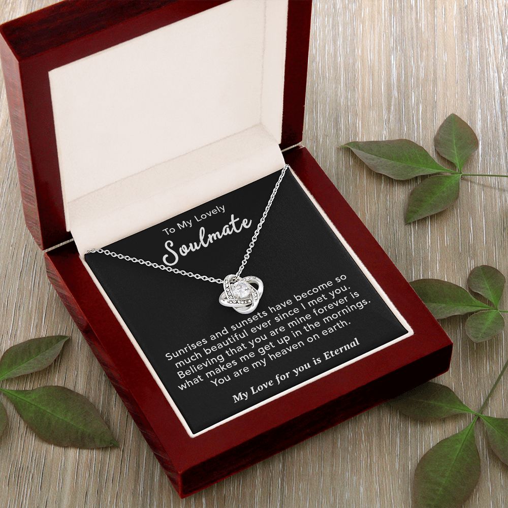 To My Lovely Soulmate Necklace Gift From Husband To My Badass Wife Pendant Valentine Jewelry with Message Card and Gift Box. Gift for Wife. Necklace Gift Set for Wife Necklace Gifts Box Gift Box Styles Love knot Thang