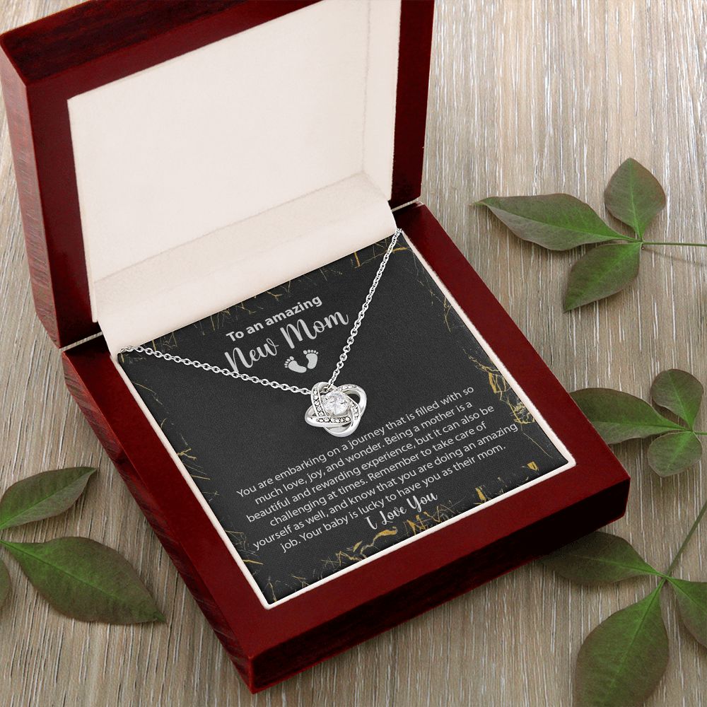 New Mom Gift Jewelry, First Time Mom Gift, Baby Feet Heart Necklace Baby Gift Set, To My Mommy, Gifts for Mom, Baby Shower Gifts, Mommy to be Gifts, Pregnancy Gifts for First Time Moms, Perfect Mother's Day Gift For New Mom LOVE KNOT