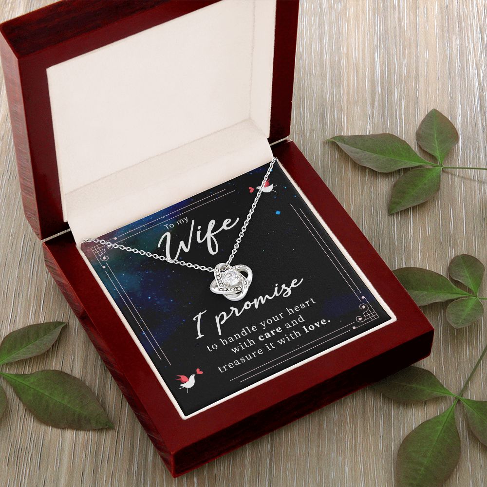 Birthday For Wife, Love Necklace Gifts For Wife From Husband, To My Soulmate Necklace For Women, To My Wife Necklace Wedding Anniversary, I Love You, Love Knot Meaningful Necklace Message Card and Gift Box Styles on Birthday, Christmas, Anniversary Love k