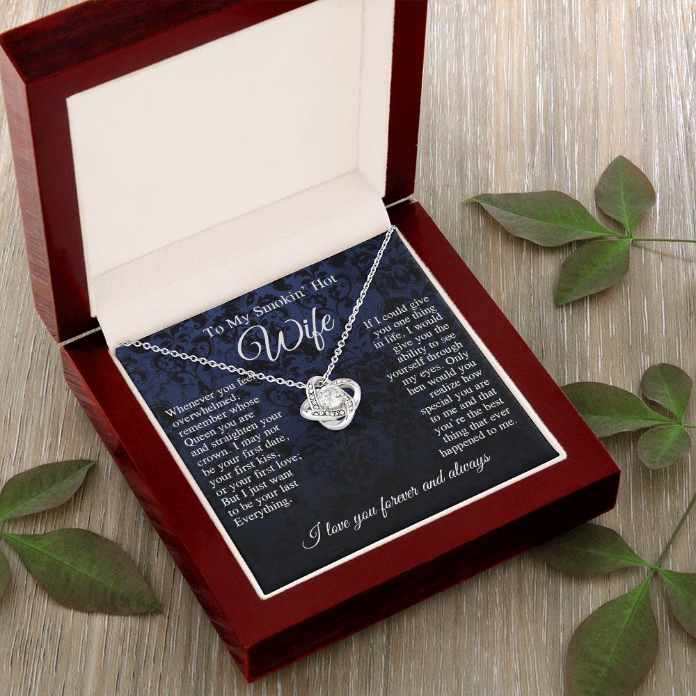 To My Beautiful Soulmate Necklace, Valentine Anniversary Jewelry Gift for Women, Anniversary Gifts For Wife From Husband To My Wife Necklace Message Card and Necklace Gift Box Gift Box Styles on Birthday, Wedding, Anniversary, Valentine Love knot Thang