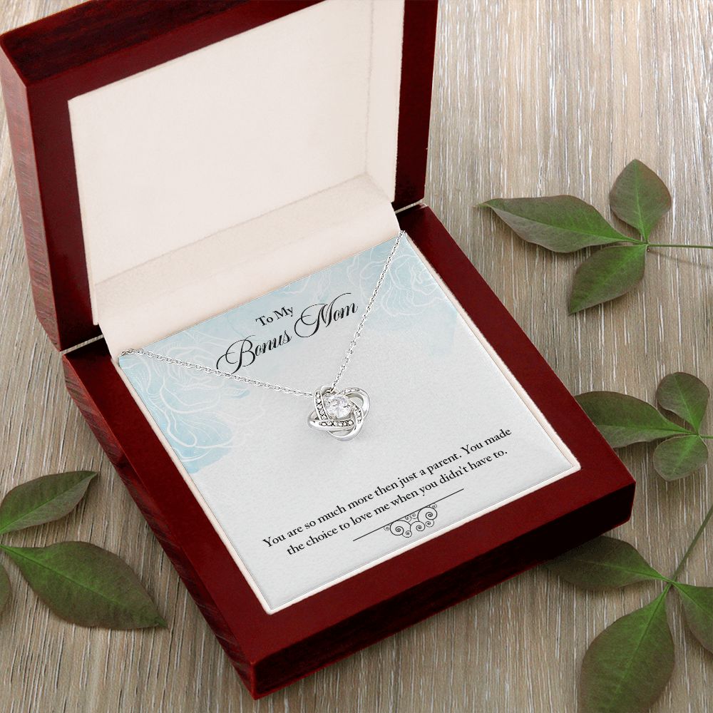 My Bonus Mom Necklace, Dear Mom, Mother's Day Necklace, Gift for Mom from Daughter, Son, Amazing Mom, Perfect Mother Mother's Day Gift, Love Knot Necklace Message Card and Gift Box Styles on Birthday, Christmas, Anniversary  Love knot Thang