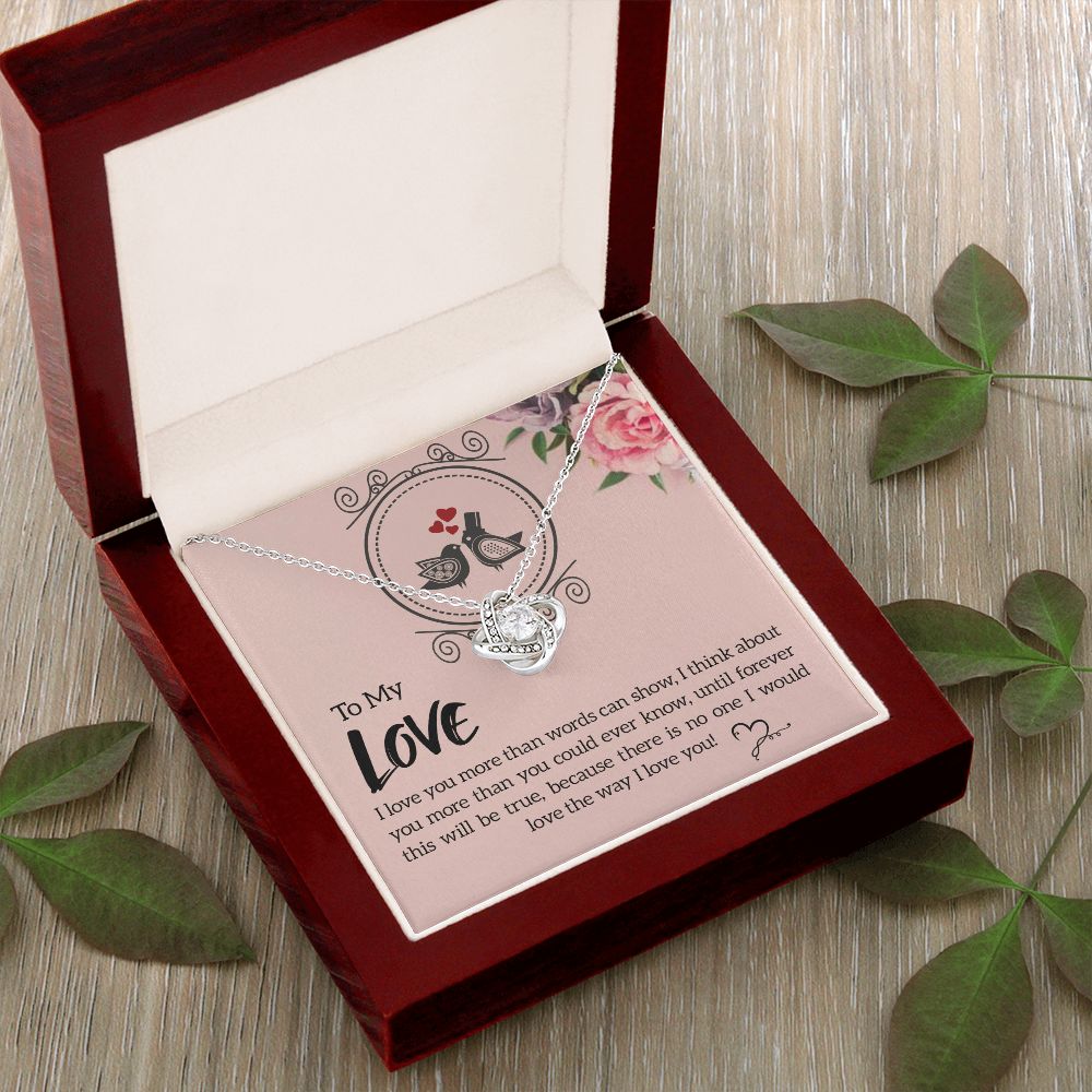 The Love Knot Necklace To My Love Knot Necklace, Happy First anniversary, Unique Gift from Husband, Best Jewelry for Wife, Dear Wife, Necklace Message Card and Gift Box Styles on Birthday, Christmas, Anniversary  Love knot Thang