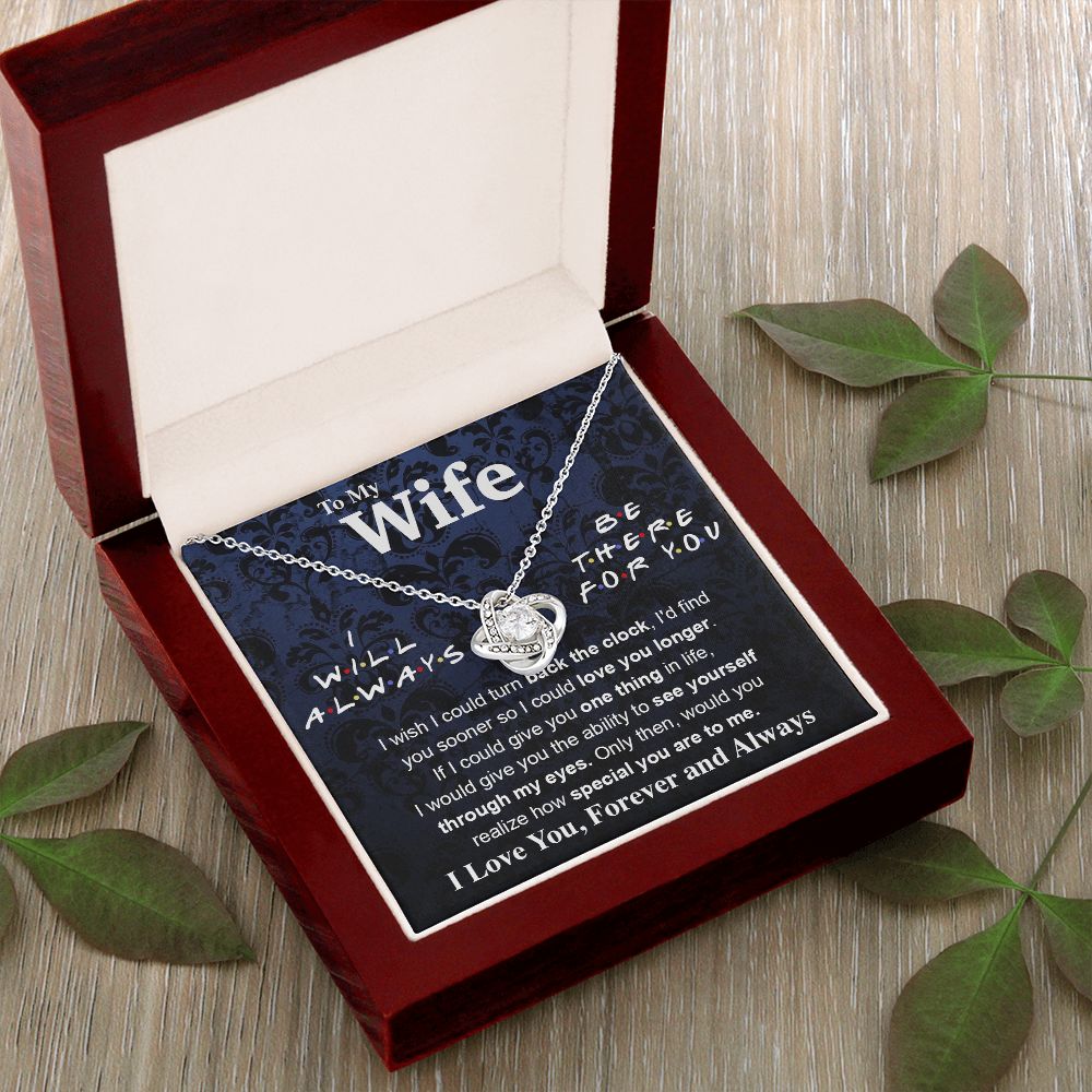 To My Wife Necklace To My Future Wife Necklace Gifts, Promise Necklace For Her, Fiance Gifts For Her, Valentine Necklace Gifts For Soulmate From Husband With Message Card Box LED, Soulmate Necklace For Women, To My Wife Necklace Love knot Thang