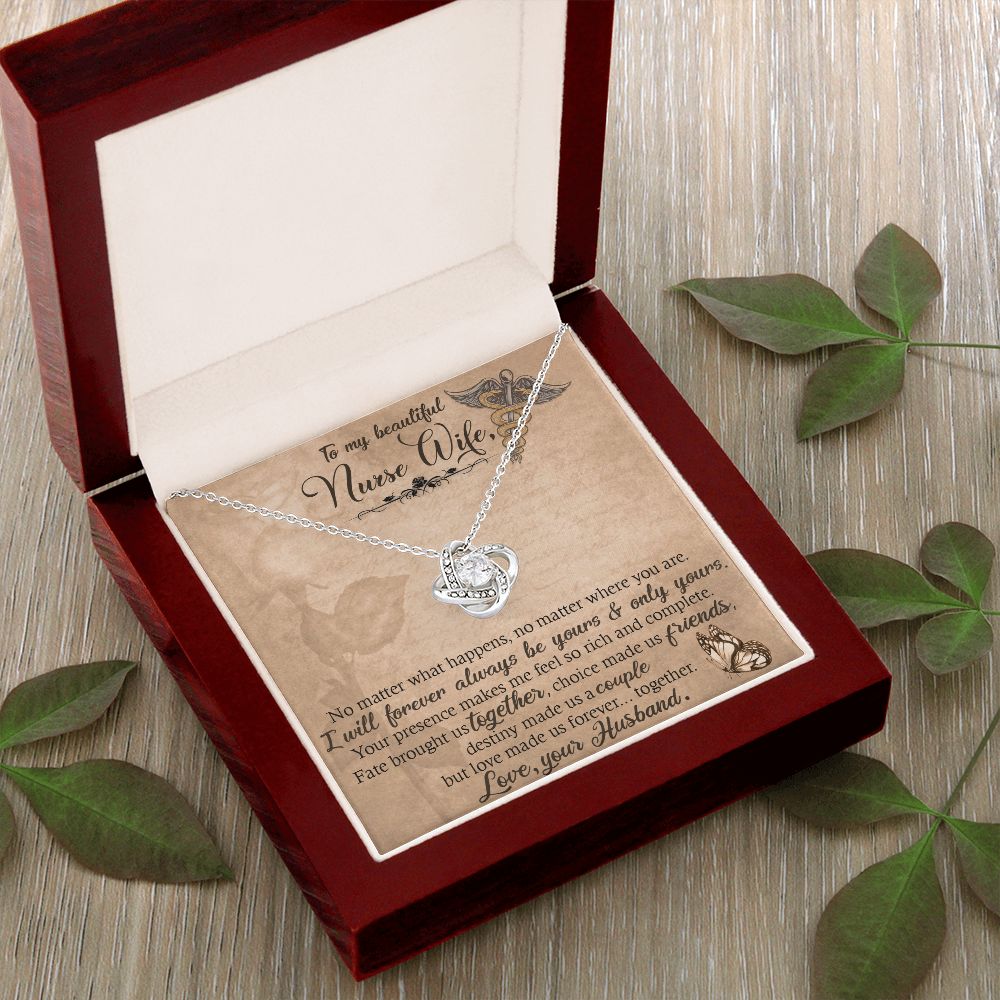 Couples Gifts, Nusre Wife Necklace Gifts From Husband, Wedding Anniversary Jewelry For Wife From Husband, Wife Birthday From Husband, To My Soulmate Message Card and Gift Box styles On Birthday, Christmas, Anniversary  Love knot Thang