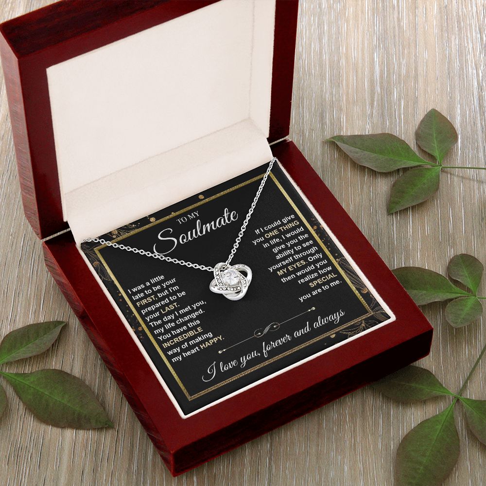 To My Soulmate Necklace gift Women, Necklaces For Wife from Husband, Soulmate Jewelry to My Future Wife Necklace and Necklace For Girlfriend with Message Card and Necklace Gift Box Gift Box Styles on Birthday, Christmas, Wedding, Anniversary Love knot Tha