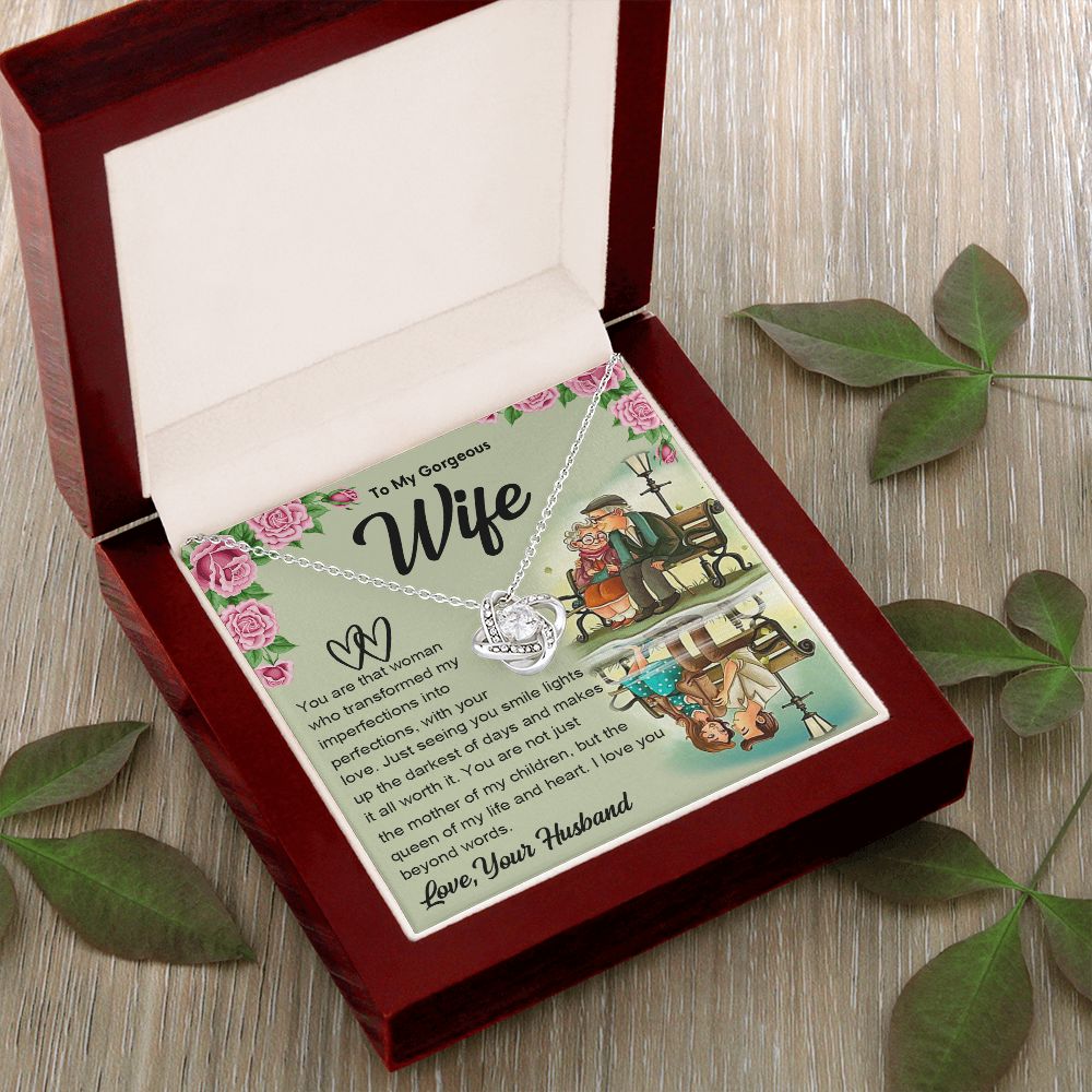 Couples Gifts Necklace To My Soulmate Necklace Gifts For My Wife with Future Wife Soulmate Girlfriend Necklaces Customer Name Message Card and Gift Box styles On Birthday, Christmas, Anniversary Love knot Thang