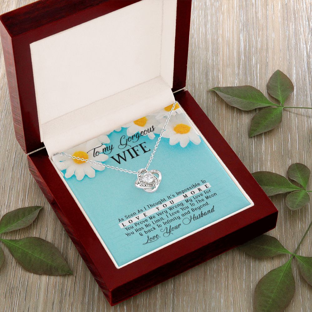 To My Gorgeous Wife Every Passing Second Gift Wife From Husband, Jewelry For Women, Jewelry For Wife, Love Knot Meaningful Necklace Message Card and Gift Box Styles on Birthday, Christmas, Anniversary Love knot Thang