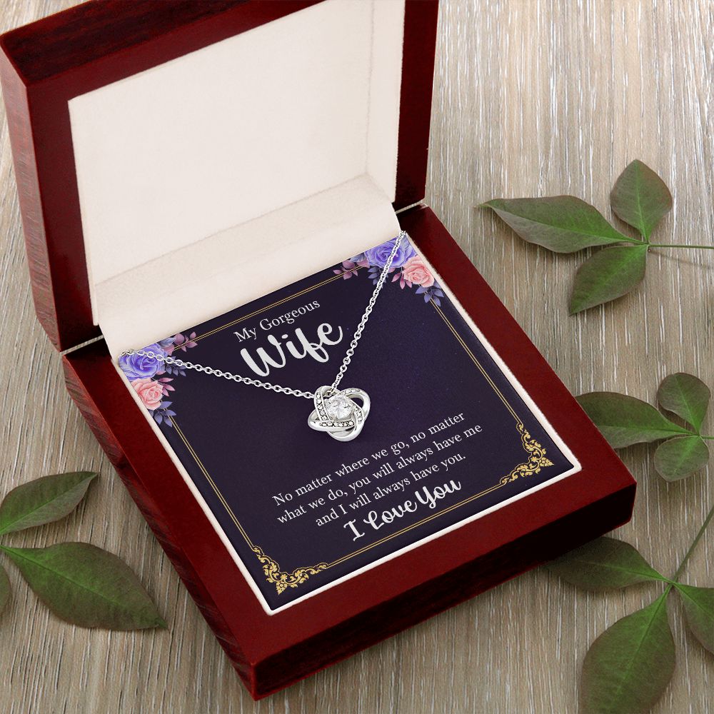 To My Wife Necklace Romantic Gifts For Her Unique Necklaces For Wife From Husband Cute Valentines Day Anniversary Birthday, Love Knot Meaningful Necklace Message Card and Gift Box Styles on Birthday, Christmas, Anniversary  Love knot Thang