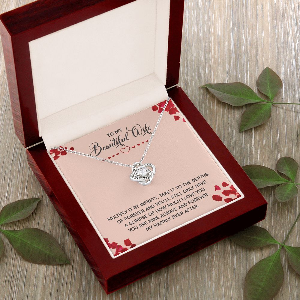 Couples Gifts, To My Beautiful Wife Necklace Gifts From Husband, Wedding Anniversary Jewelry For Wife From Husband, Wife Birthday From Husband, To My Soulmate Message Card and Gift Box styles On Birthday, Christmas, Anniversary  Love knot Thang