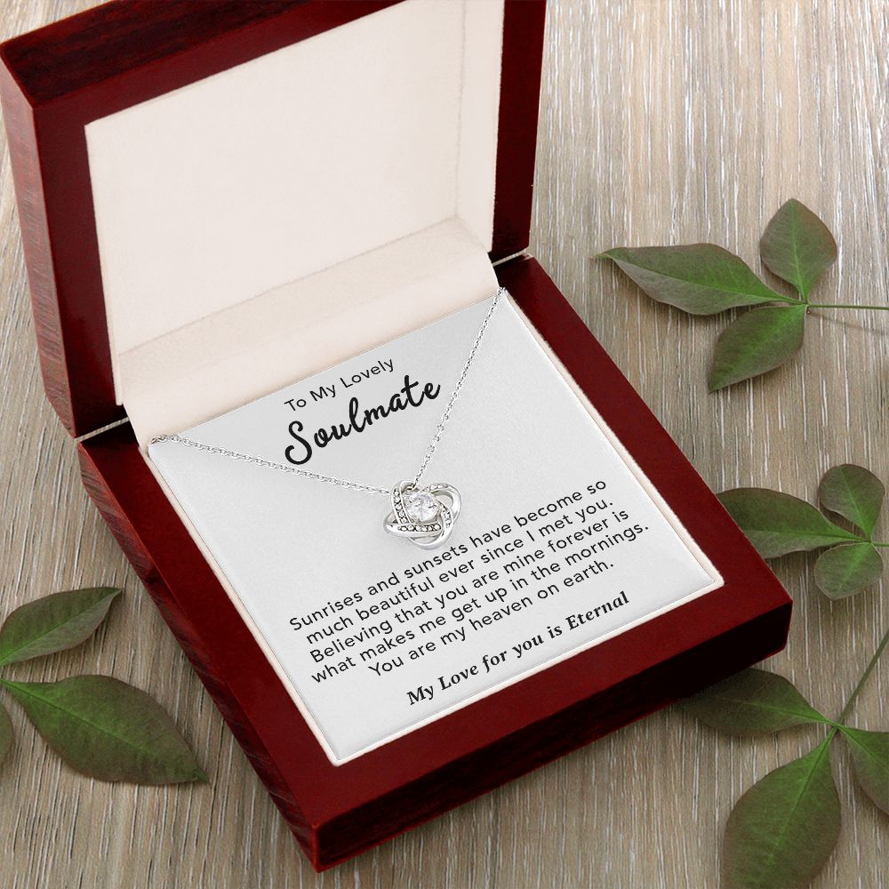To My Lovely Soulmate Necklace Gift From Husband To My Badass Wife Pendant Anniversary Jewelry with Message Card and Gift Box. Gift for Wife. Necklace Gift Set for Wife Necklace Gifts Box Gift Box Styles Love knot Thang