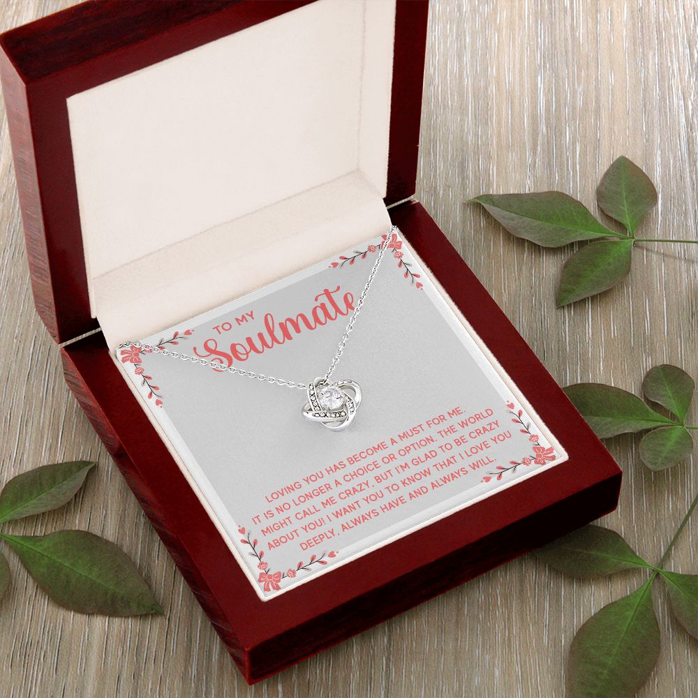 Couples Gifts, Soulmate Necklace Gifts From Husband, Wedding Anniversary Jewelry For Wife From Husband, Wife Birthday From Husband, To My Soulmate Message Card and Gift Box styles On Birthday, Christmas, Anniversary  Love knot Thang