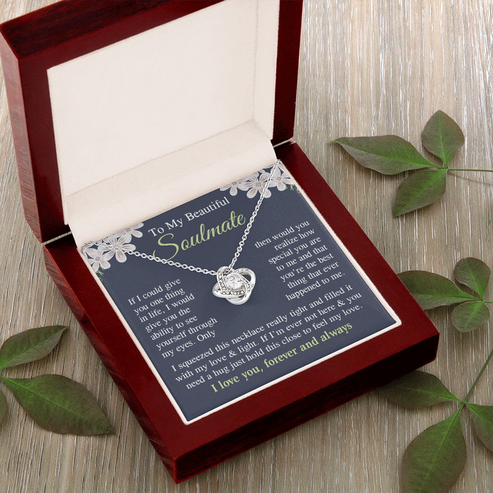 Soulmate Necklace Gift for Her, Soulmate Jewelry, Necklace for Future Wife, Wedding Anniversary Jewelry for Wife Necklace Gifts from Husband - Soulmate Gift Necklace with Message Card and Gift Box Love knot Thang