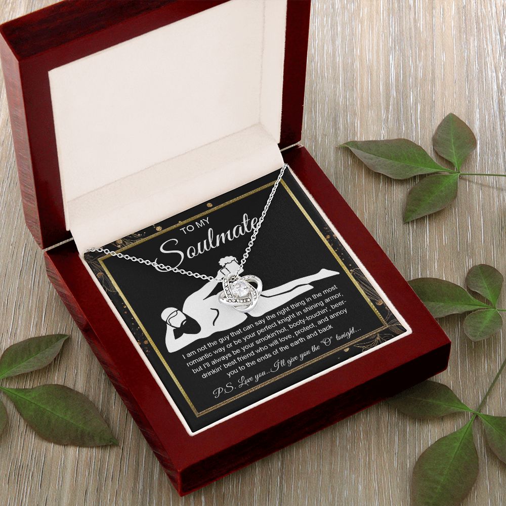 To My Soulmate Necklace For Women, Funny Gifts For Girlfriend,Valentine Christmas Presents For Girlfriend, Best Birthday Meaningful Gift Ideas For Wife, Women Romantic Jewelry For Her Wedding Message Card and Gift Box Styles Love knot Thang