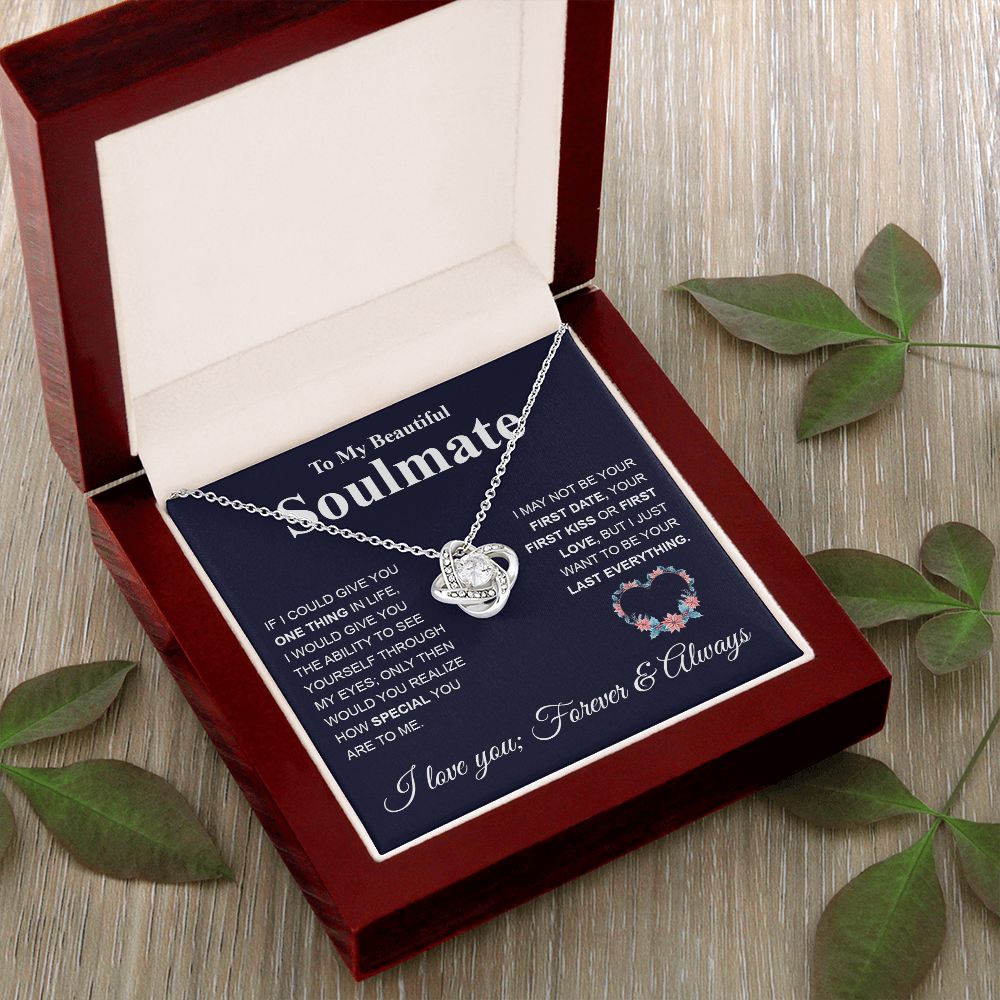 To My Future Wife Necklace My Last Everything, Promise Necklace For Her, Fiance Gifts For Her, Birthday Gifts For Future Wife With Message Card Box LED, Soulmate Necklace For Women, To My Wife Necklace Love knot Thang