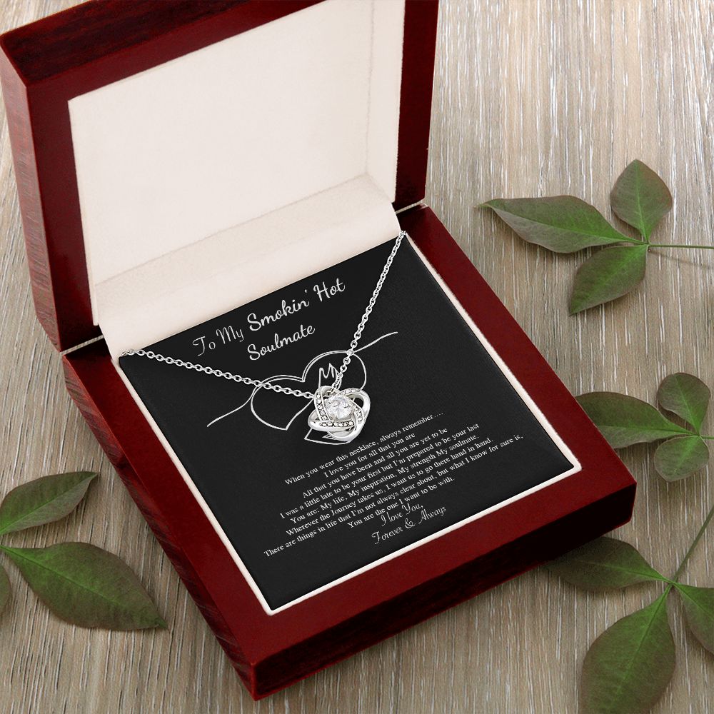 Couples Gifts Necklace To My Hot Soulmate Necklace, Necklace Gifts For Wife From Husband Jewelry Romantic Gifts For My Wife Necklace Custom Name Message Card and Gift Box Styles on Birthday, Christmas, Wedding, Anniversary, Valentine Love knot Thang