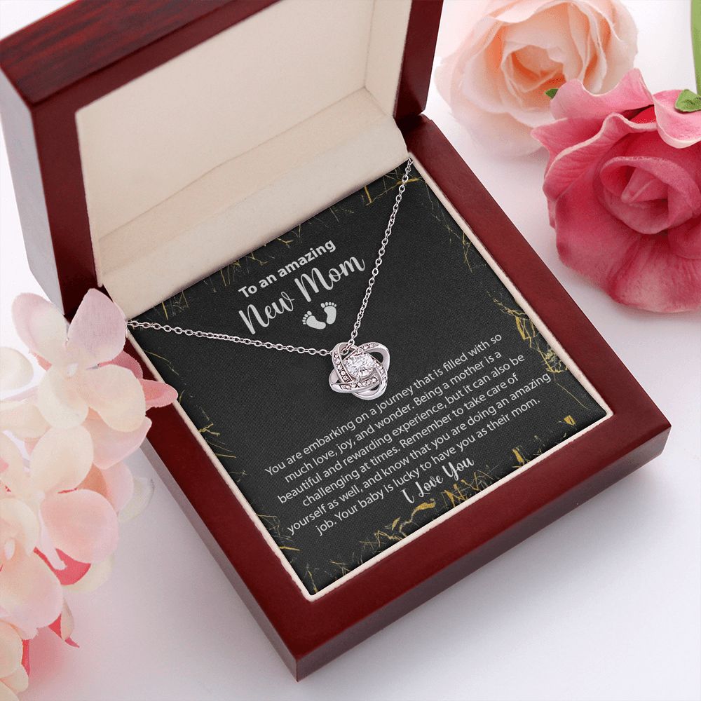 New Mom Gift Jewelry, First Time Mom Gift, Baby Feet Heart Necklace Baby Gift Set, To My Mommy, Gifts for Mom, Baby Shower Gifts, Mommy to be Gifts, Pregnancy Gifts for First Time Moms, Perfect Mother's Day Gift For New Mom LOVE KNOT