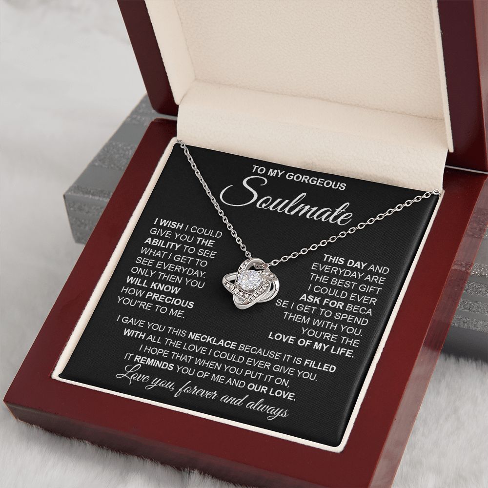 to My Soulmate Necklace from Husband, Necklaces for Wife from Husband, to My Soulmate Necklace for Women, Soulmate Jewelry for Wife Valentine Jewelry Gifts for Wife Birthday Gifts from Husband Love knot Thang