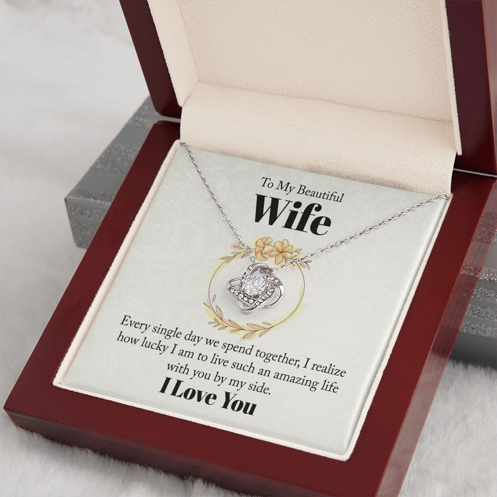 Wife Necklace Gifts From Husband, Wedding Anniversary Jewelry For Wife From Husband, Wife Birthday From Husband, Necklaces For Wife From Husband To My Wife Necklace, Necklace Message Card and Gift Box Styles on Birthday, Christmas, Anniversary  Love knot