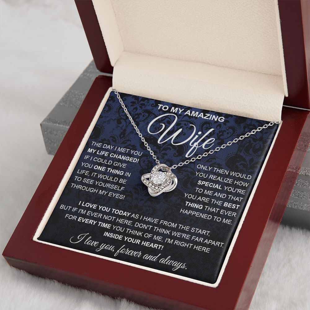 to My Wife Necklace, Soulmate Jewelry for Women, Wife Gifts from Husband, Anniversary Necklace for Wife Soulmate Gifts Future Wife Necklace Message Card and Gift Box Styles on Birthday, Wedding, Anniversary, Valentine Love knot Thang