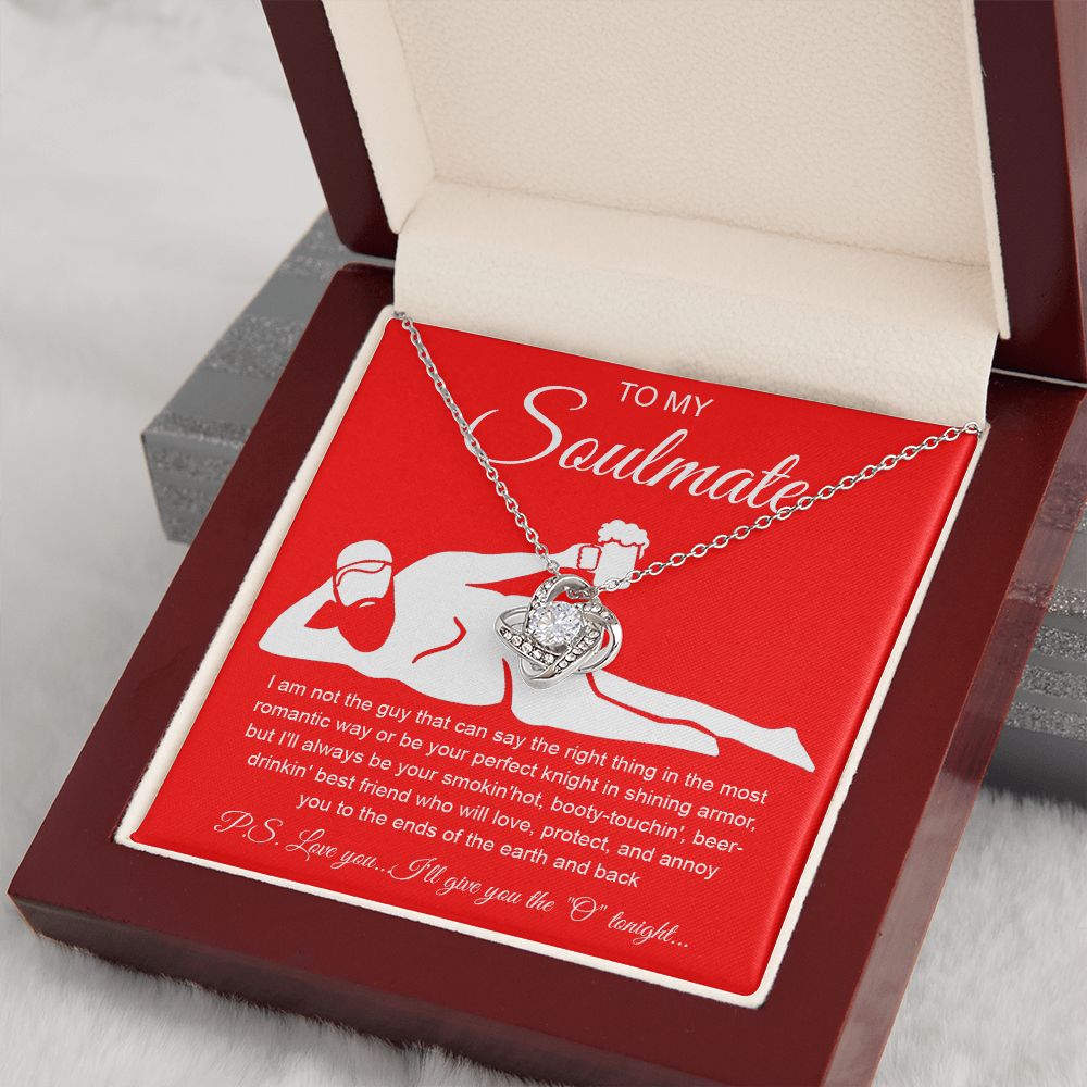 To My Soulmate Necklace For Women, Funny Gifts For Girlfriend,Valentine Presents For Girlfriend, Best Birthday Meaningful Gift Ideas For Wife, Women Romantic Jewelry For Her Anniversary Message Card and Gift Box Styles Love knot Thang