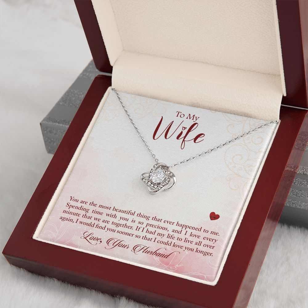 Couples Gifts,My Wife Girlfriend Necklace Gifts From Husband, Wedding Anniversary Jewelry For Wife From Husband, Wife Birthday From Husband, To My Beautiful Wife Girlfriend Message Card and Gift Box styles On Birthday, Christmas, Anniversary  Love knot Th