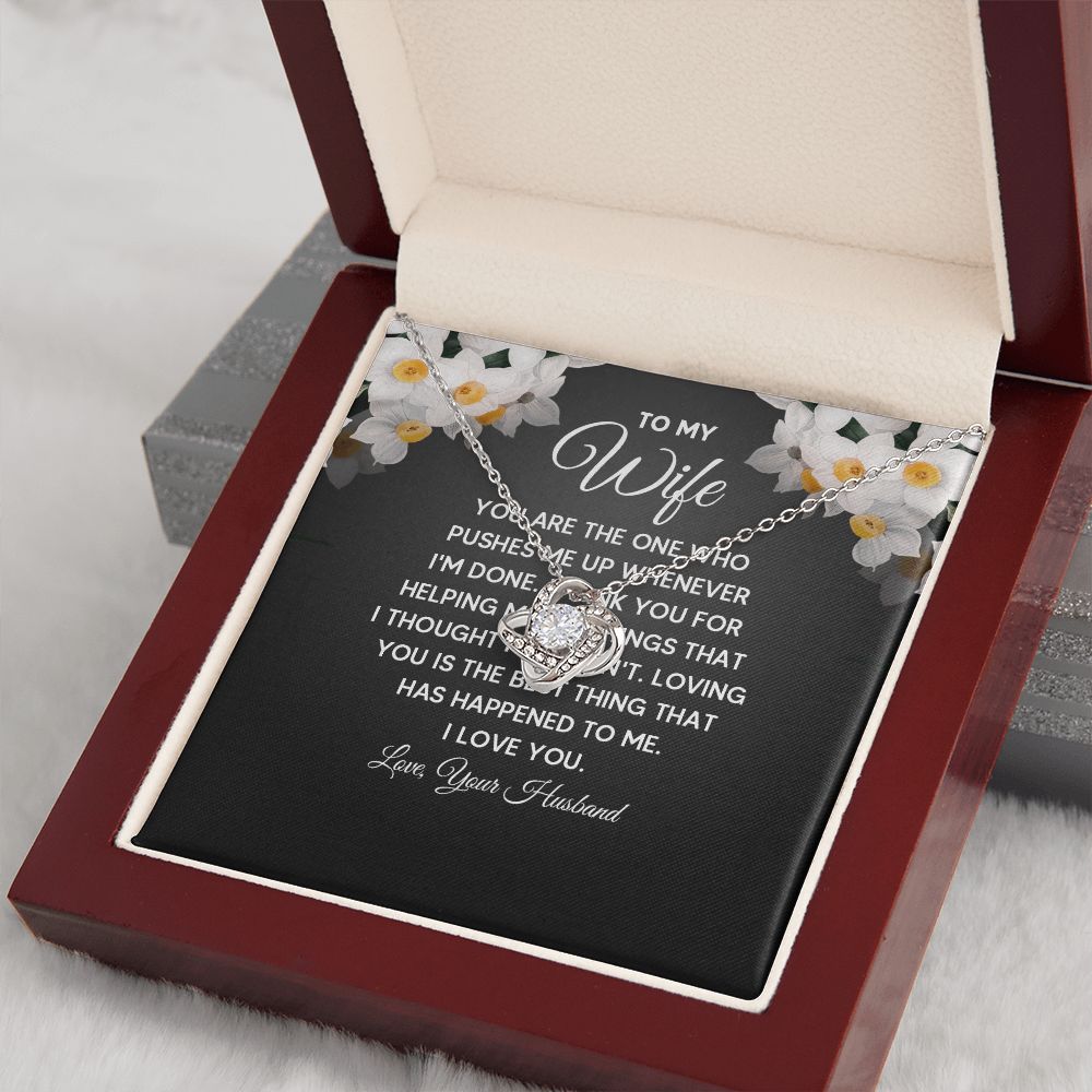 Wife Necklace Gifts From Husband, Wedding Anniversary Jewelry For Wife From Husband, Wife Birthday From Husband  Message Card and Gift Box styles On Birthday, Christmas, Anniversary Love knot Thang