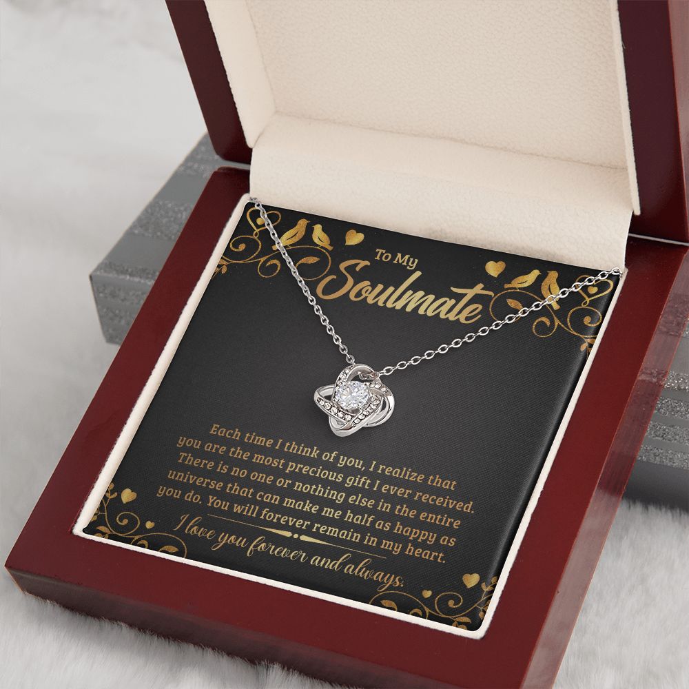 Couples Gifts, My Soulmate Necklace Gifts From Husband, Wedding Anniversary Jewelry For Wife From Husband, Wife Birthday From Husband, To My Soulmate Message Card and Gift Box styles On Birthday, Christmas, Anniversary  Love knot Thang