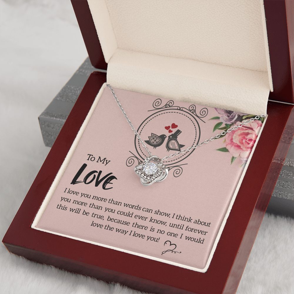 The Love Knot Necklace To My Love Knot Necklace, Happy First anniversary, Unique Gift from Husband, Best Jewelry for Wife, Dear Wife, Necklace Message Card and Gift Box Styles on Birthday, Christmas, Anniversary  Love knot Thang