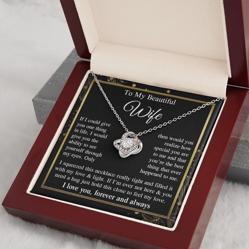 Wife Necklace Gift for Her, Soulmate Jewelry, Necklace for Future Wife, Valentine Jewelry for Wife Necklace Gifts from Husband - Soulmate Gift Necklace with Message Card and Gift Box Love knot Thang