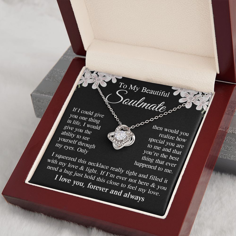Soulmate Necklace Gift for Her, Soulmate Jewelry, Necklace for Future Wife, Wedding Valentine Jewelry for Wife Necklace Gifts from Husband - Soulmate Gift Necklace with Message Card and Gift Box Love knot Thang