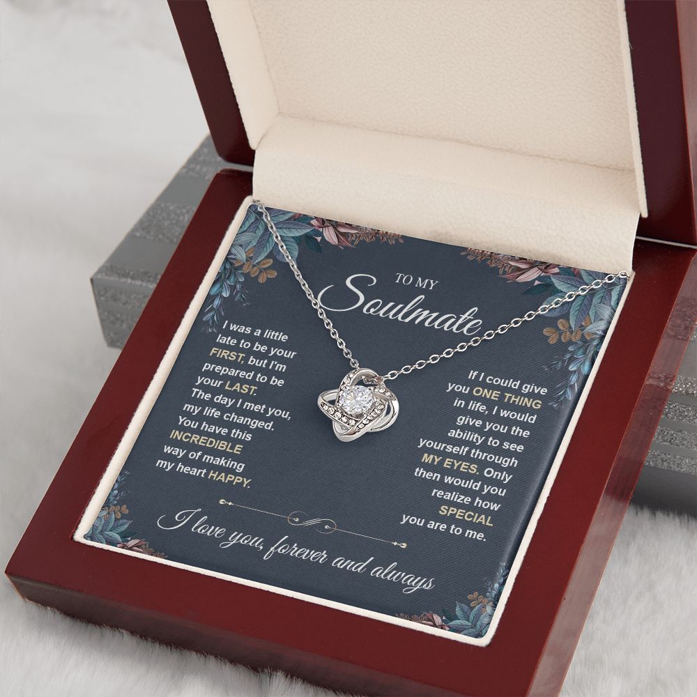 To My Soulmate Necklace for Women, Necklaces Gift For Wife from Husband, Soulmate Jewelry to My Future Wife Necklace, Necklace For Girlfriend with Message Card and Necklace Gift Box Gift Box Styles on Birthday, Christmas, Wedding, Anniversary Love knot Th