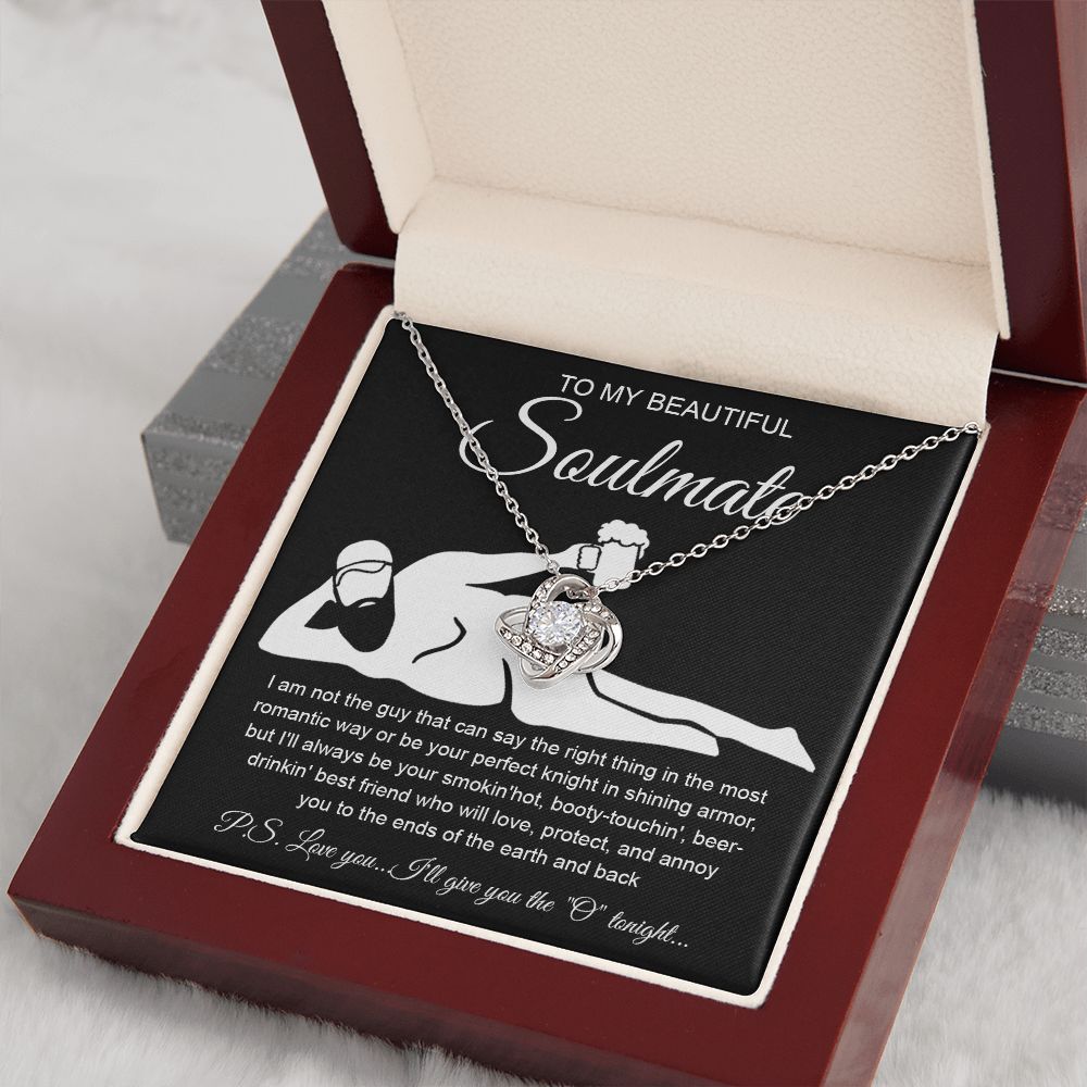 To My Beautiful Soulmate Necklace For Women, Funny Gifts For Girlfriend,Valentine Christmas Presents For Girlfriend, Best Birthday Meaningful Gift Ideas For Wife, Women Romantic Jewelry For Her Anniversary Message Card and Gift Box Styles Love knot Thang