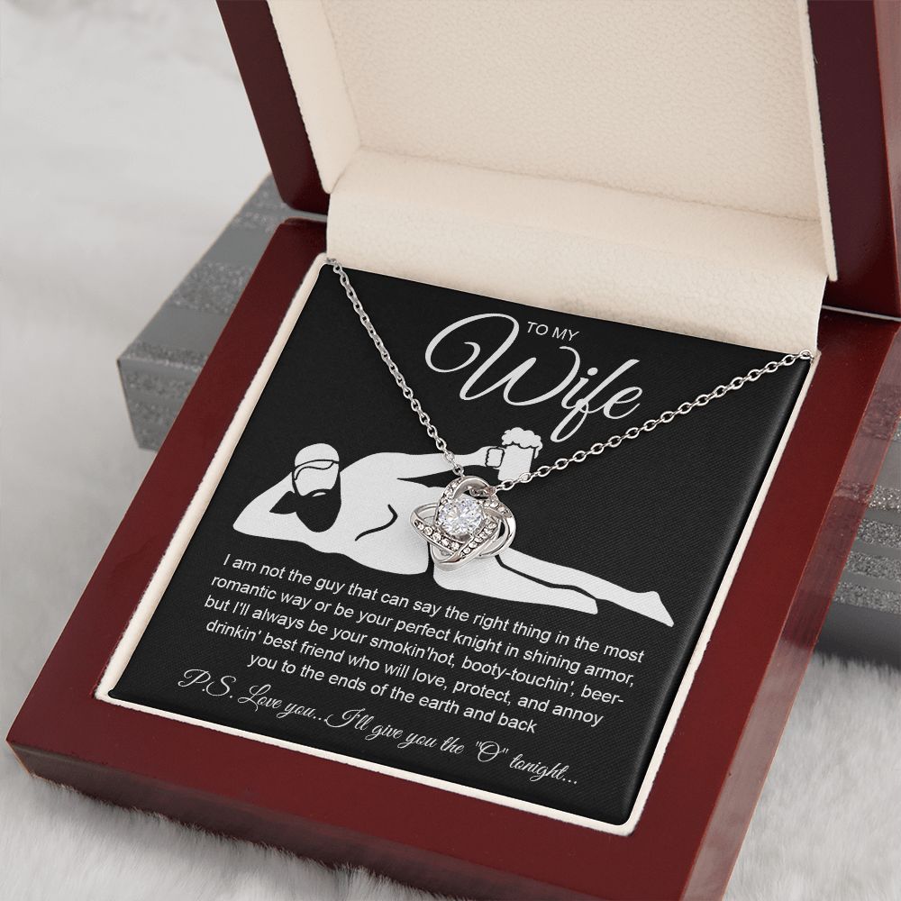 To My Wife Necklace For Women, Funny Gifts For Girlfriend,Valentine Christmas Presents For Girlfriend, Best Birthday Meaningful Gift Ideas For Wife, Women Romantic Jewelry For Her Anniversary Message Card and Gift Box Styles Love knot Thang