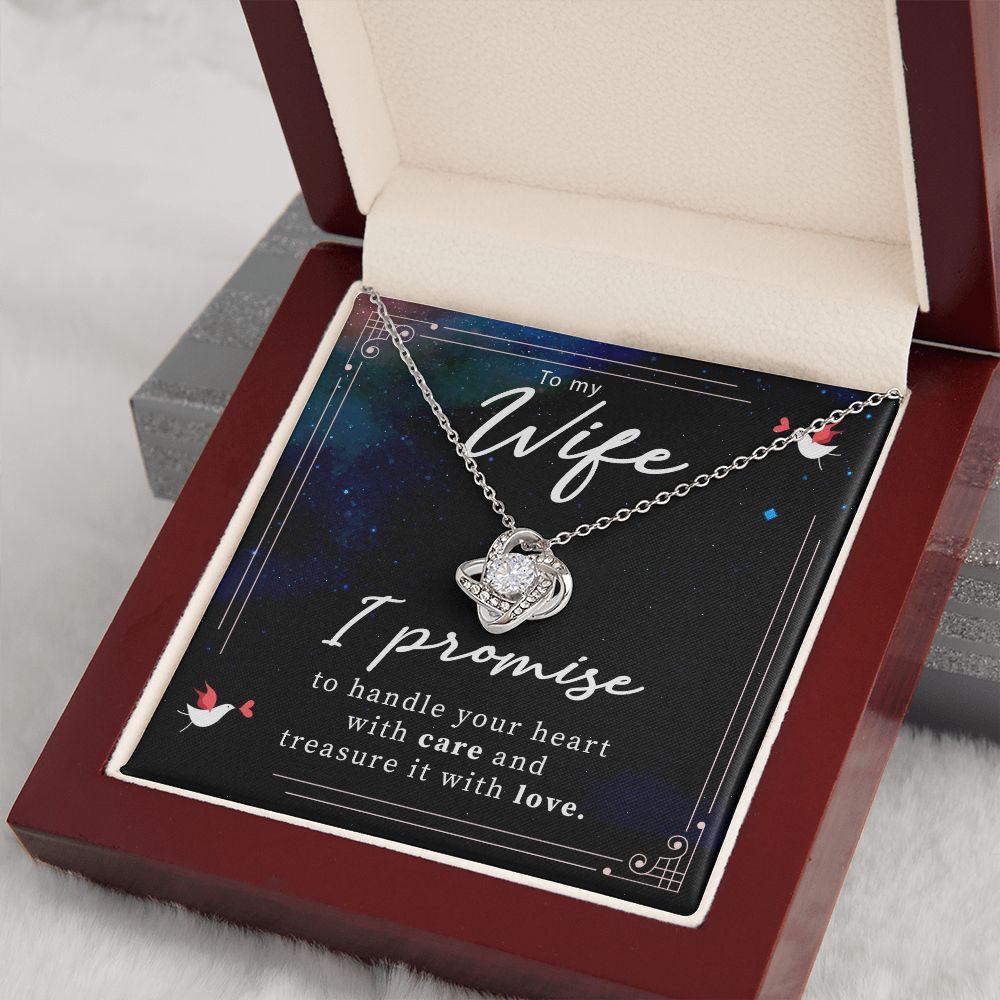 Birthday For Wife, Love Necklace Gifts For Wife From Husband, To My Soulmate Necklace For Women, To My Wife Necklace Wedding Anniversary, I Love You, Love Knot Meaningful Necklace Message Card and Gift Box Styles on Birthday, Christmas, Anniversary Love k