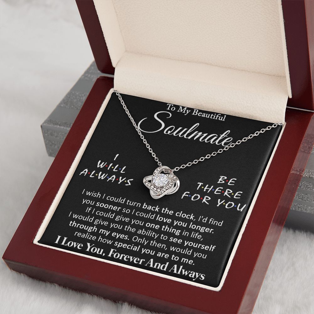 Couples Gifts, To My Beautiful Soulmate Necklace Gifts From Husband, Wedding Anniversary For Wife From Husband, To My Beautiful Wife, Necklace Custom Name Message Card and Gift Box Styles on Birthday, Christmas, Wedding, Anniversary Love knot Thang