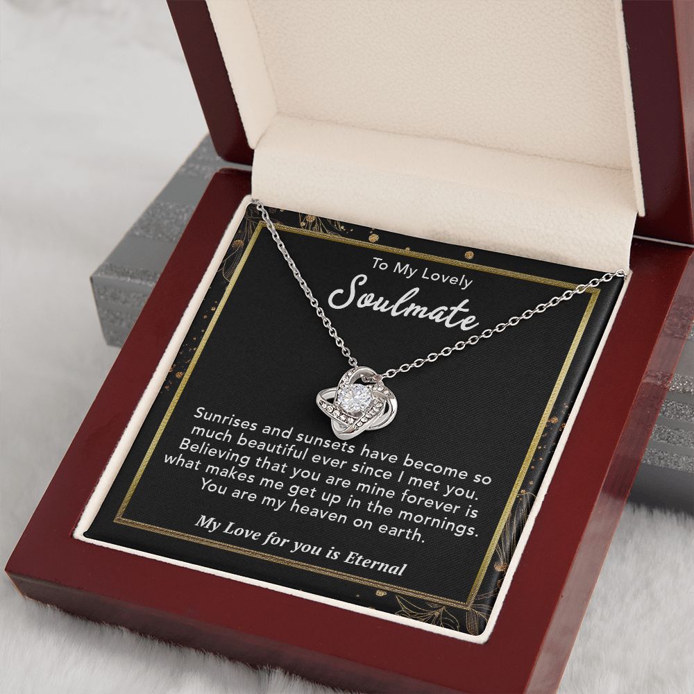 To My Lovely Soulmate Necklace Gift From Husband To My Badass Wife Pendant Jewelry with Message Card and Gift Box. Gift for Wife. Necklace Gift Set for Wife Necklace Gifts Box Gift Box Styles Love knot Thang