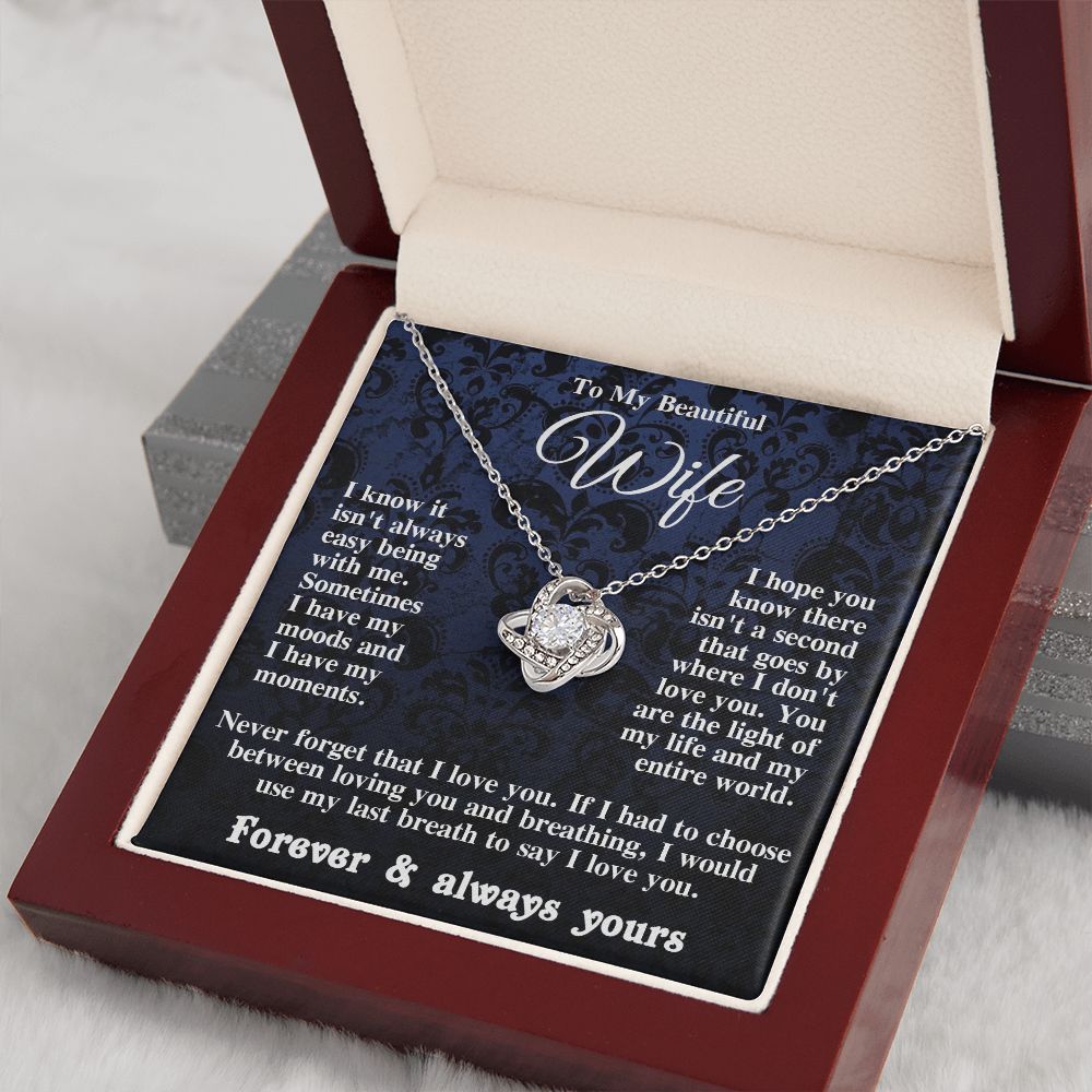 Gifts for Wife Necklace from Husband, Gifts for Wife from Husband, Wedding Gifts for Her Gifts Soulmate Message Card and Necklace Gift Box Gift Box Styles on Birthday, Wedding, Anniversary, Valentine Love knot Thang
