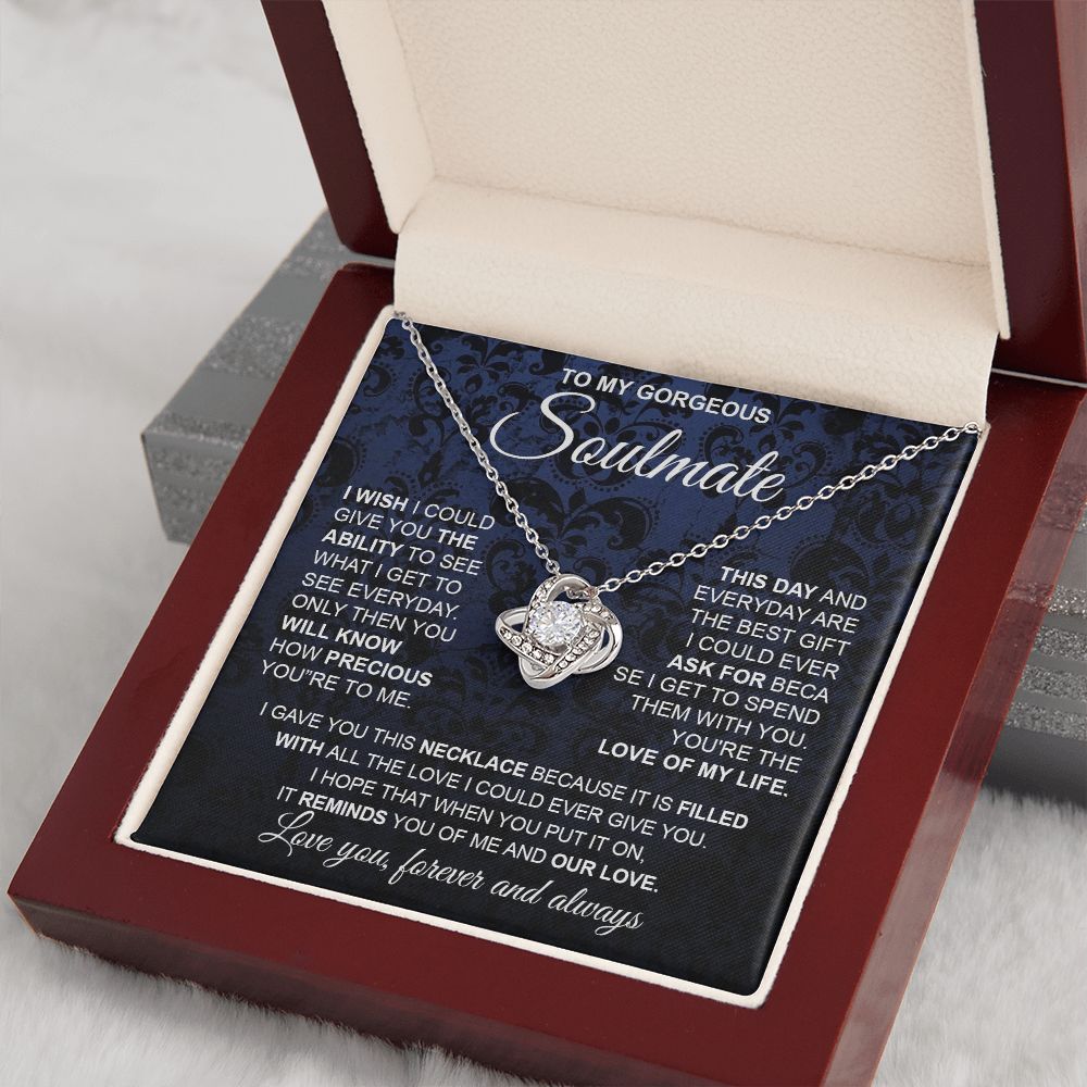 to My Soulmate Necklace from Husband, Necklaces for Wife from Husband, to My Soulmate Necklace for Women, Soulmate Jewelry for Wife Wedding Jewelry Gifts for Wife Birthday Gifts from Husband Love knot Thang