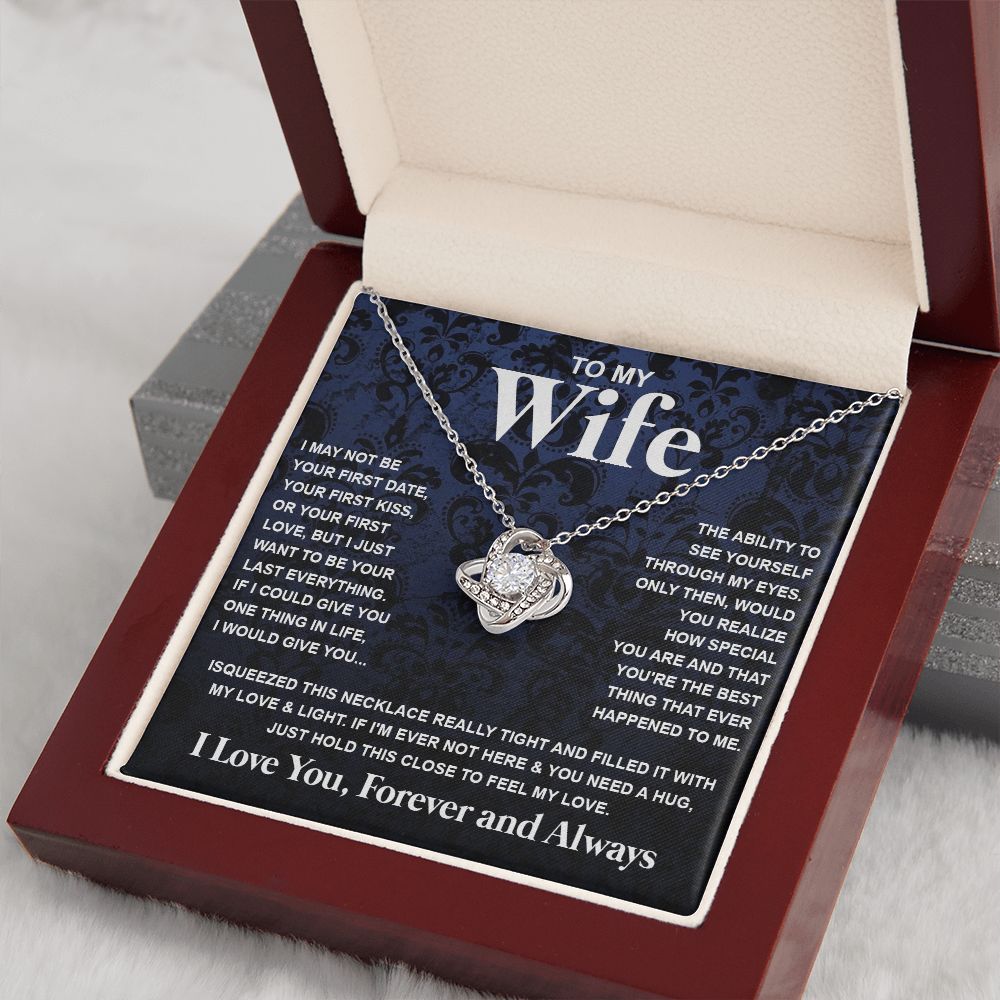 Couples Gifts Necklace To My Wife Necklace Anniversary Christmas Jewelry Romantic Gifts For My Wife Pendant Jewelry with Message Card and Box Necklaces for Women Valentines Day Happy Anniversary Wedding Present Love knot Thang