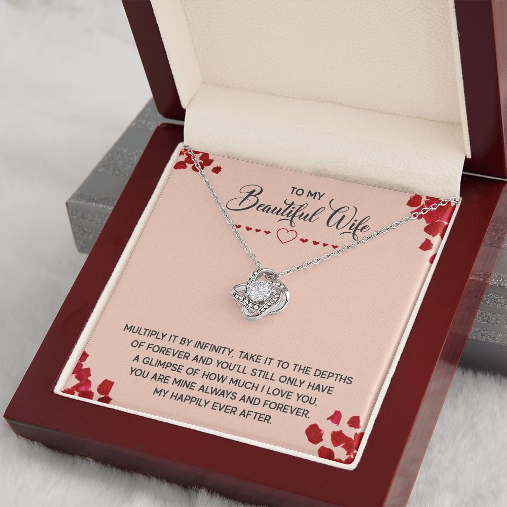 Couples Gifts, To My Beautiful Wife Necklace Gifts From Husband, Wedding Anniversary Jewelry For Wife From Husband, Wife Birthday From Husband, To My Soulmate Message Card and Gift Box styles On Birthday, Christmas, Anniversary  Love knot Thang