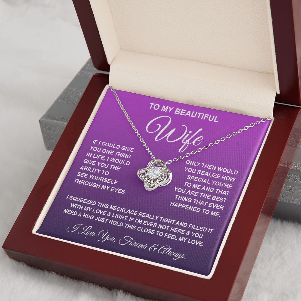 Soulmate Necklace Gifts From Husband, For Wife From Husband, Soulmate Gifts From Husband, Necklaces For Wife From Husband To My Wife Necklace Message Card and Necklace Gift Box Gift Box Styles on Birthday, Wedding, Anniversary, Valentine Love knot Thang