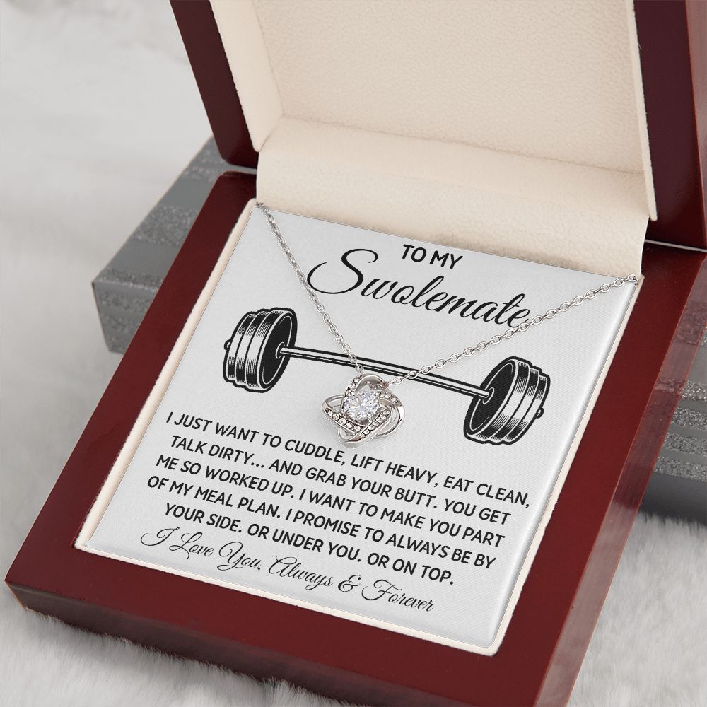 To My Swolemate, Gift For Swolemate Necklace I Love You Always & Forever Jewelry For Best Friend, Valentine Gifts To My Swolemate Necklace Message Card and Gift Box Styles on Birthday, Christmas, Wedding, Anniversary  Love knot Thang